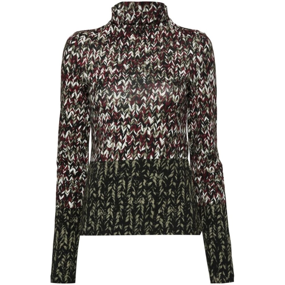 Loewe Luxury Patterned Long Sleeve Cotton Top Multicolor S